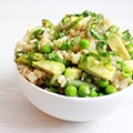 Quinoa salade met erwtjes en asperges