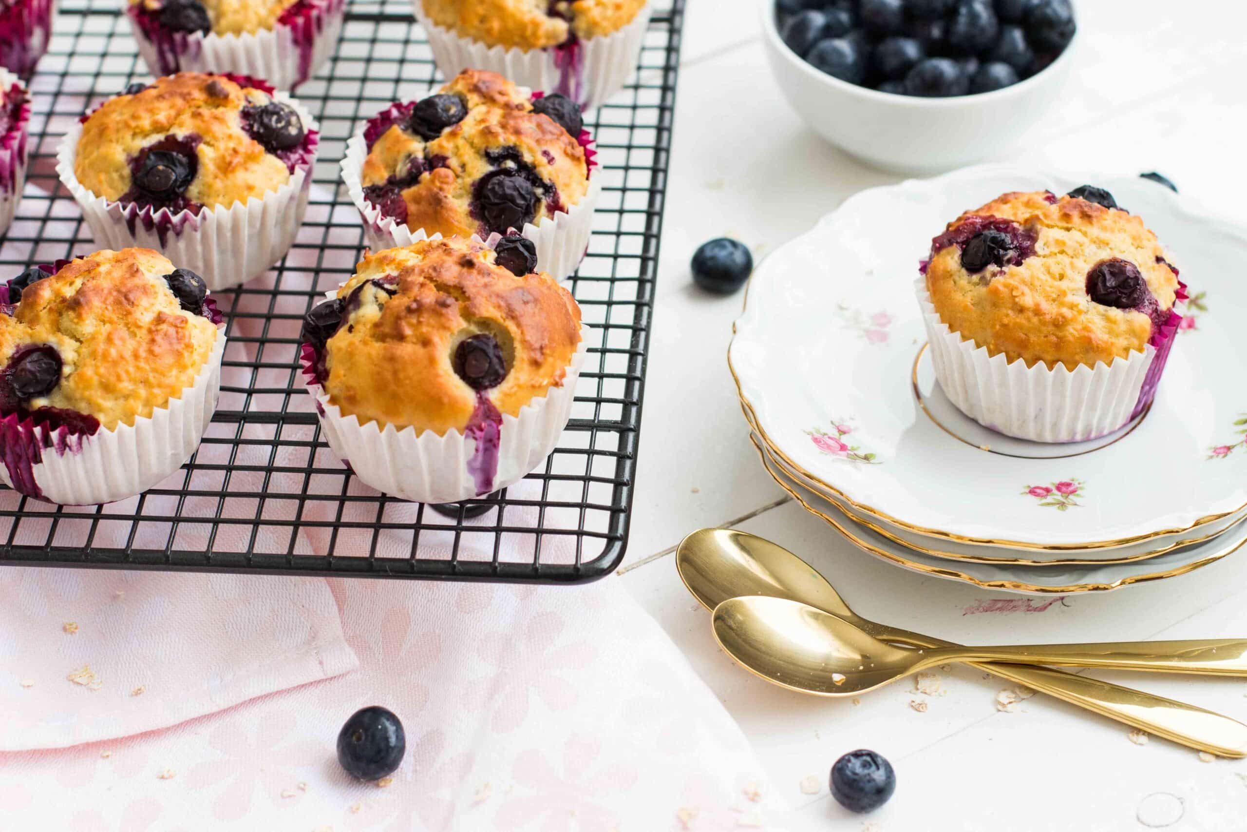 Muffins met blauwe bessen close up