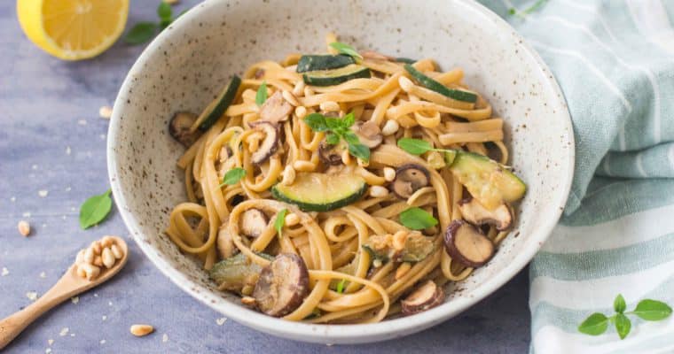 pasta mosterd courgette champignons vegan gezond healthy vegetarisch 5