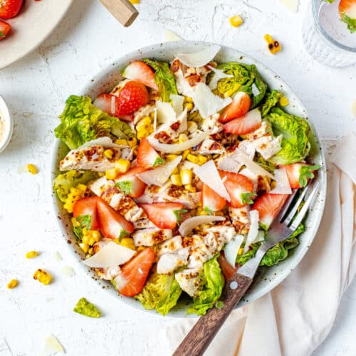salade met kip en aardbeien