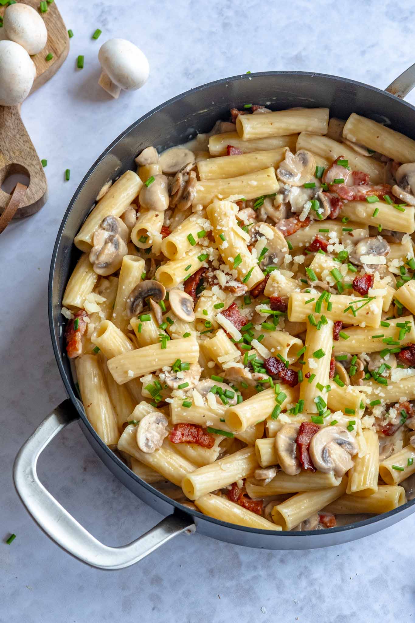 pasta met spekjes en champignons 2 3