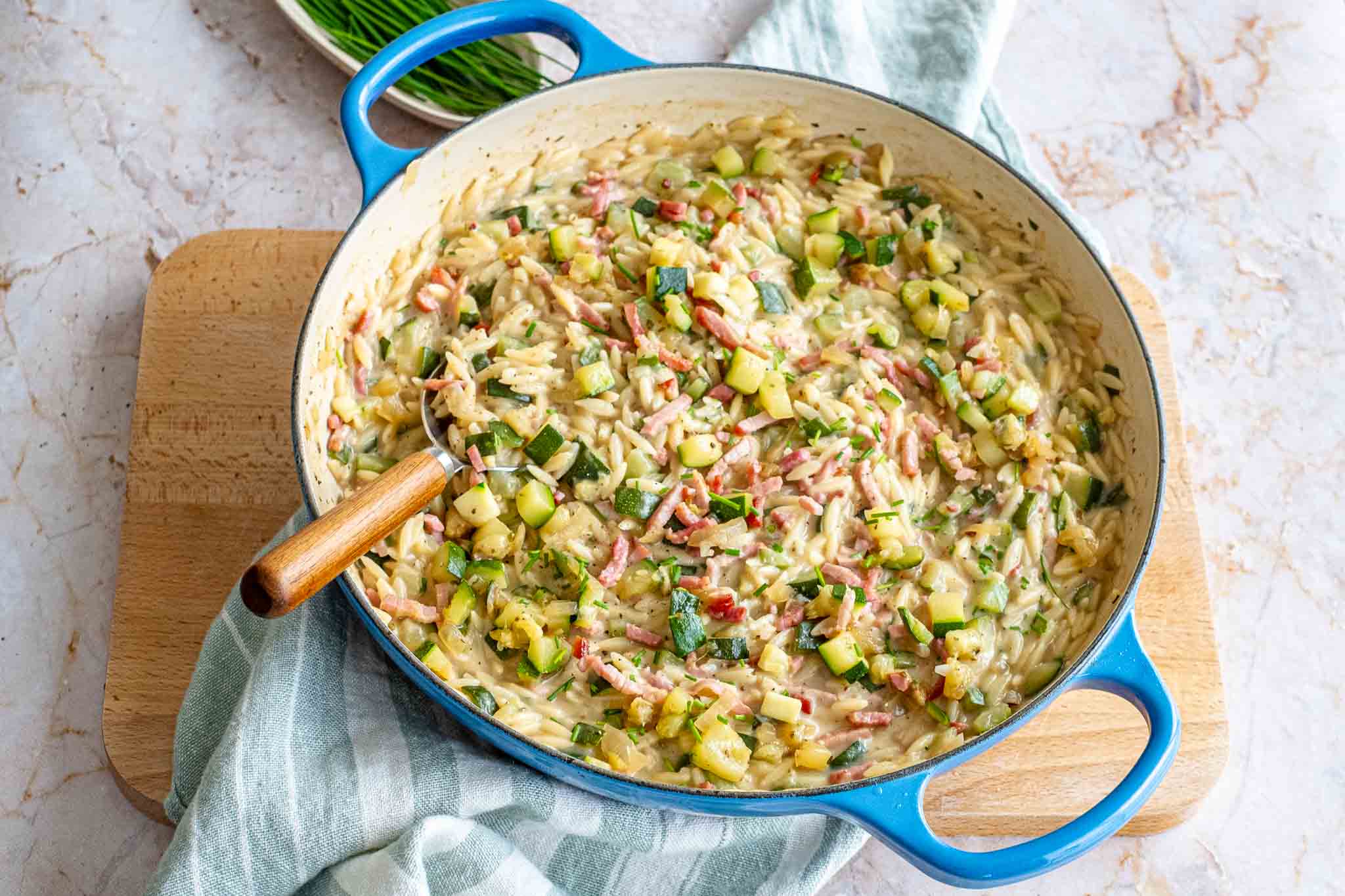 romige orzo met courgette en spekjes-5