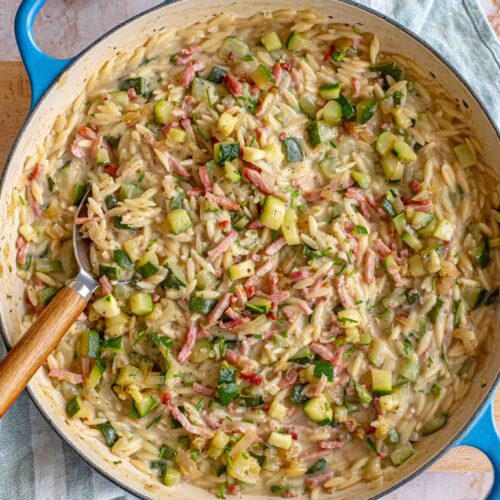 romige orzo met courgette en spekjes-5